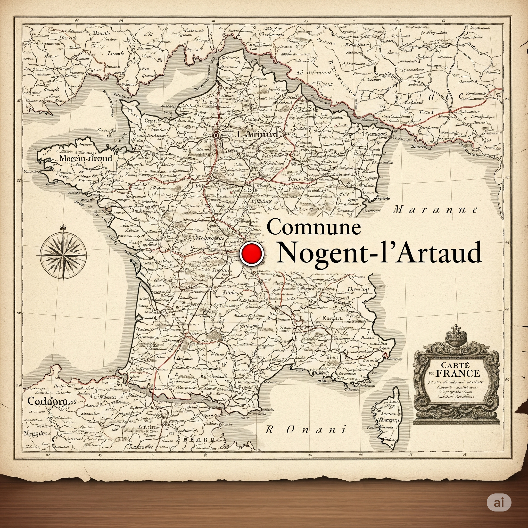 Carte de France avec Nogent-l'Artaud mis en évidence