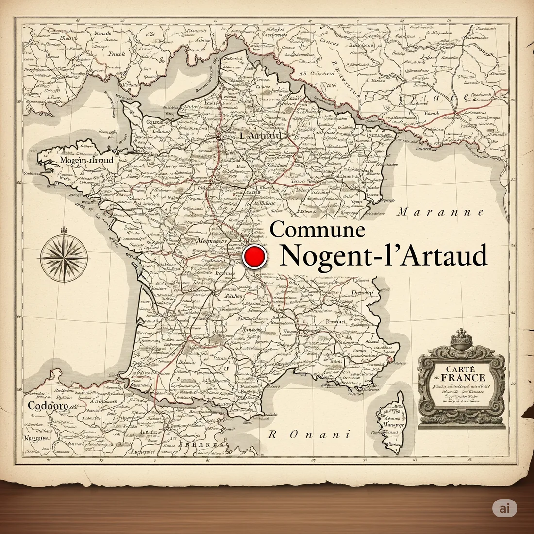 Carte de France avec Nogent-l'Artaud mis en évidence